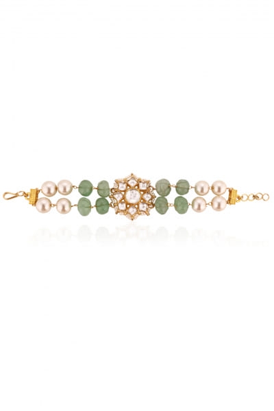 Sea green and white jadtar stone bracelet