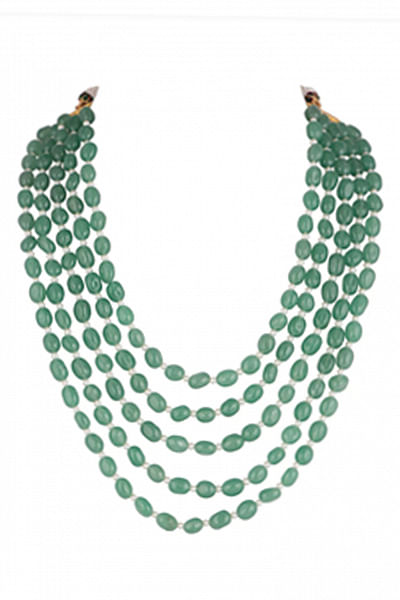 Sea green bead layered necklace