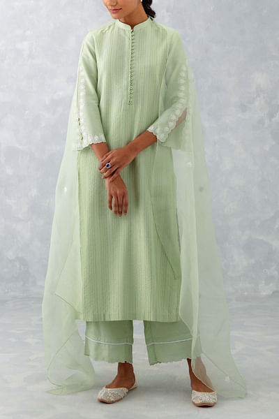 Sea green pintuck kurta set