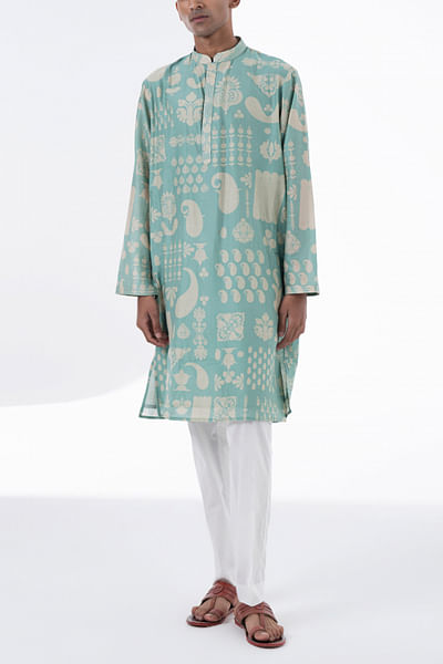 Sea surf hamsa print kurta set