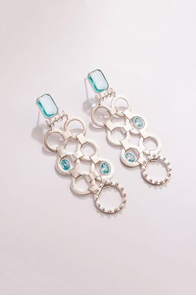 Silver and blue crystal earrings