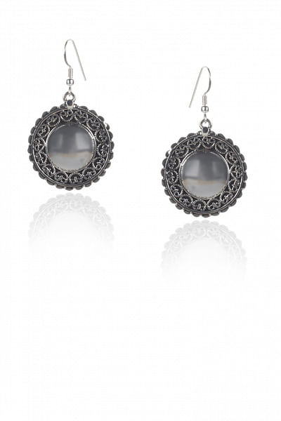 Silver carved earrings