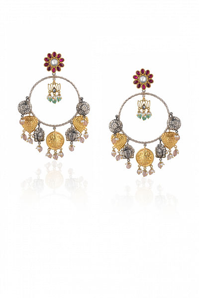 Silver charm detailed earrings