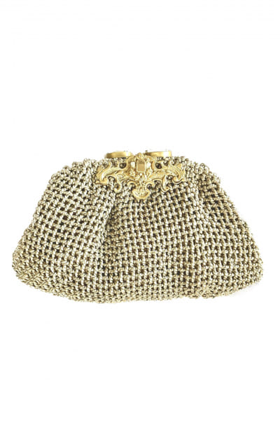 Silver cord woven clutch