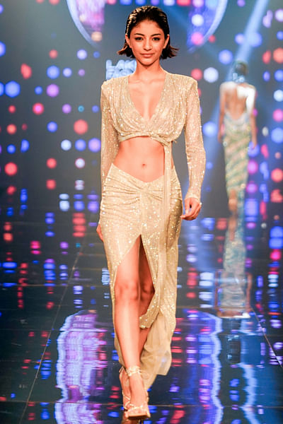 Silver crystal embellished co-ords