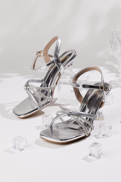 Silver embellished heels