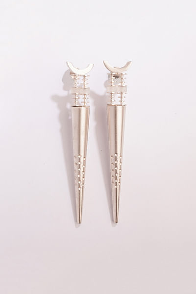 Silver embossed spike earrings