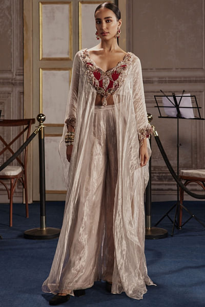 Silver embroidered kurta set
