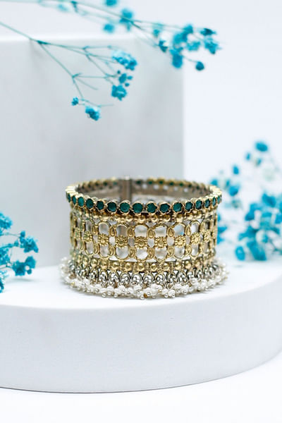 Silver floral and paisley bracelet