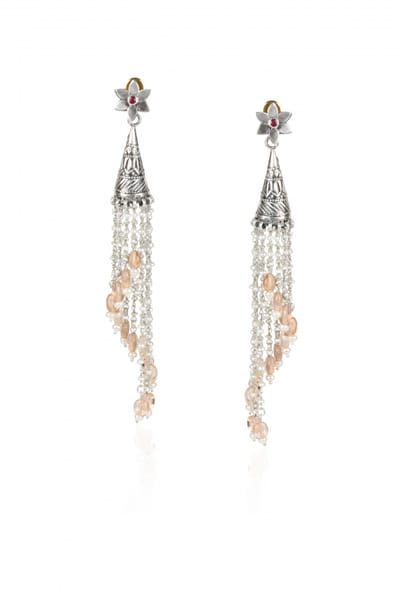 Silver handcrafted tassel earrings