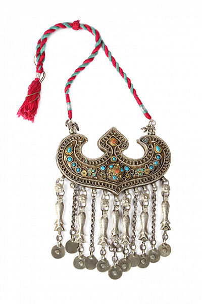 Silver handcrafted tasselled necklace