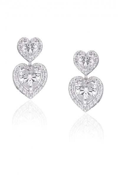Silver heart Swarovski zirconia earrings