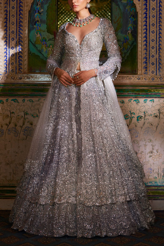 Silver lehenga choli clearance
