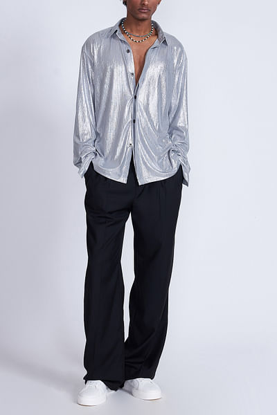 Silver loose-fitted shirt