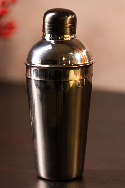 Silver metal cocktail shaker set