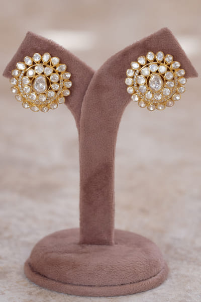 Silver moissanite polki studs