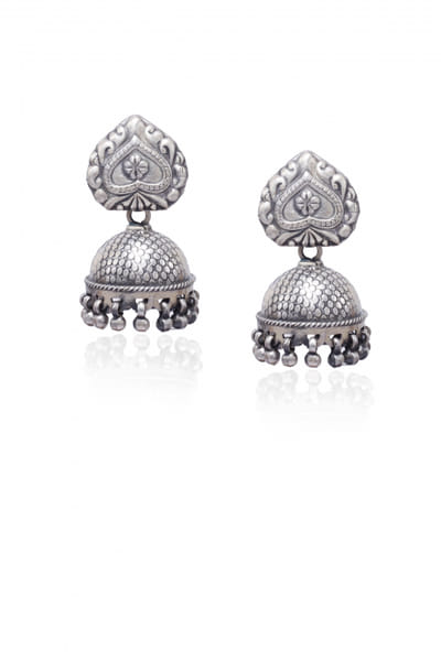Sangeeta Boochra Silver oxidised ghungroo jhumkas SGBOCT23011