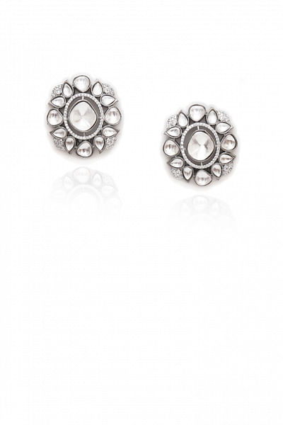 Silver plated kundan earrings