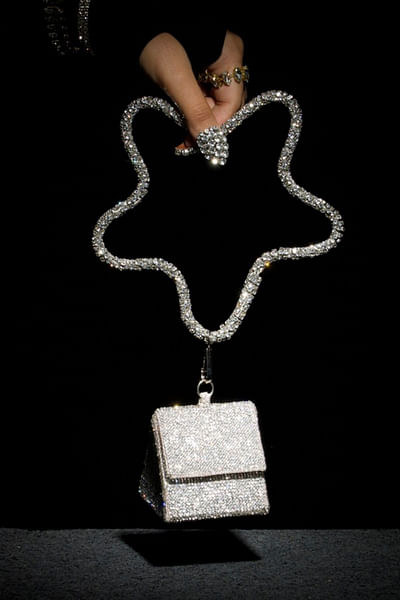 Silver star stone detail nano bag