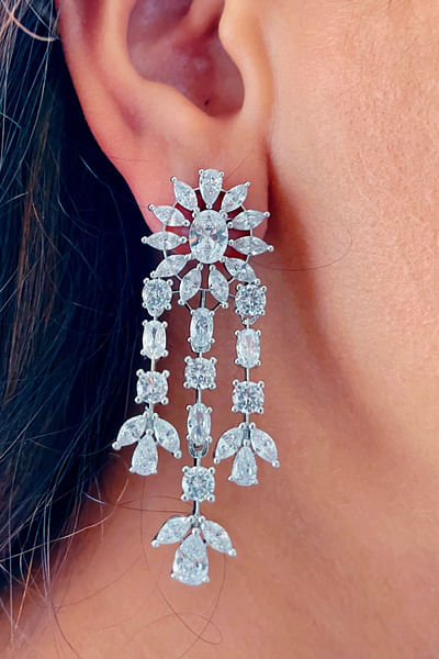 Silver Swarovski embellished earrings