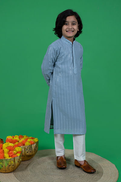 Sky blue sequin work kurta set