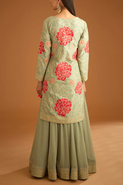 Shyam Narayan Prasad Smoke blue thread embroidered sharara set SNPMAR2310