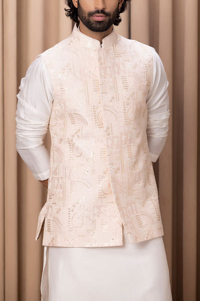 Soft pink sequin embroidery bandi