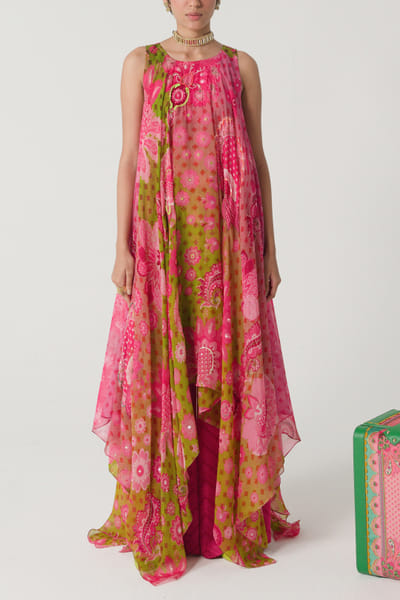 Sunset orange high-low tunic set