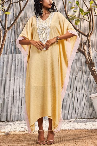 Sunshine yellow embellished kaftan