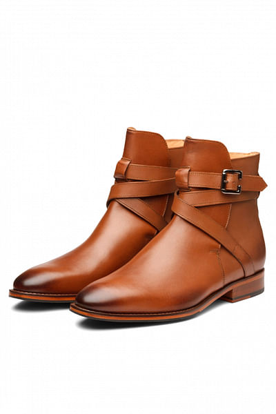 Tan jodhpuri leather boots