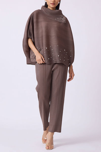 Taupe bat wings embellished co-ords