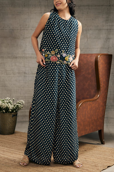 Soup by Sougat Paul Teal blue floral print co-ords SSPJULFT2316