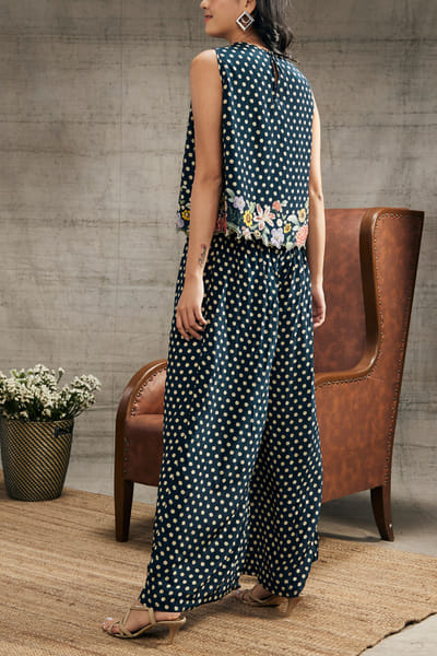 Soup by Sougat Paul Teal blue floral print co-ords SSPJULFT2316