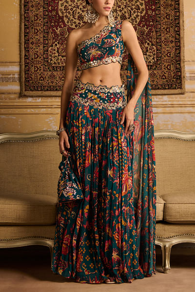 Teal floral printed co-ord set