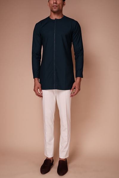 Teal terry rayon kurta set