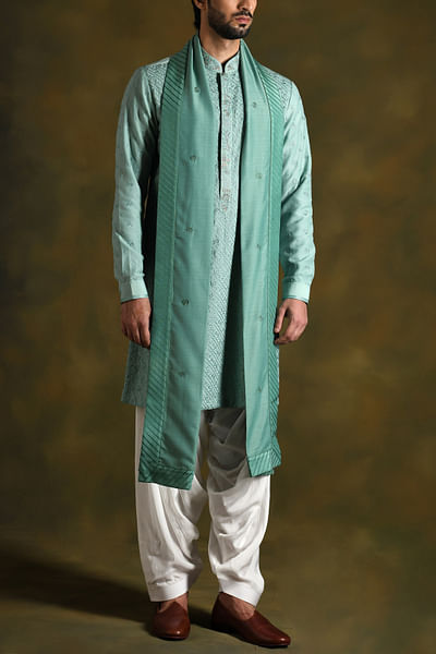 Topaz green floral embroidery kurta set