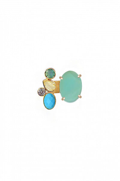 Turquoise chalcedony crystal ring