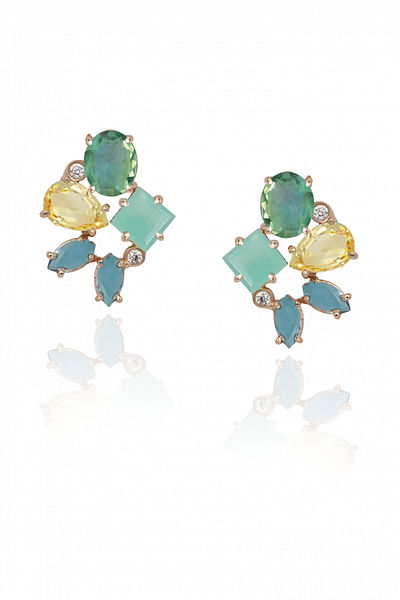 Turquoise cz crystal stud earrings