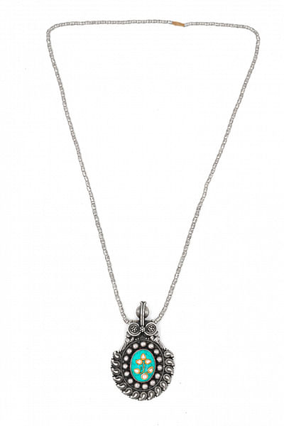 Turquoise gemstone silver necklace