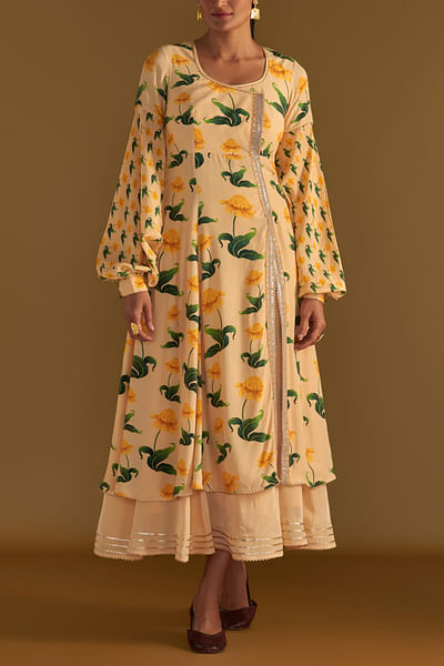 Vanilla floral print layered dress