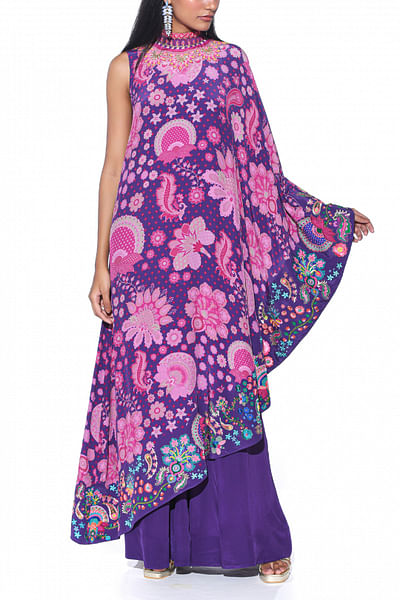 Violet printed dress and jumpsuit
