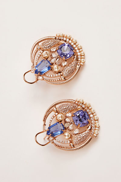 Violet tanzanite and crystal earrings