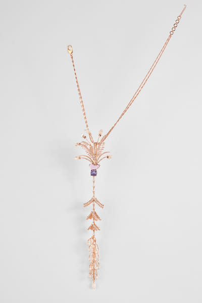 Violet tanzanite and cubic zirconia necklace