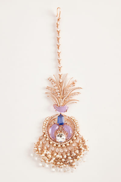 Violet tanzanite maang tikka