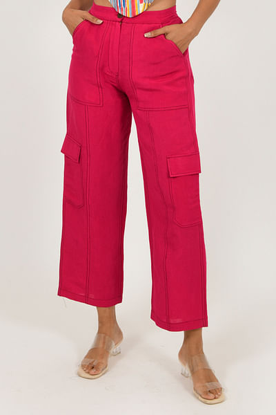 Viva magenta dyed cargo pants