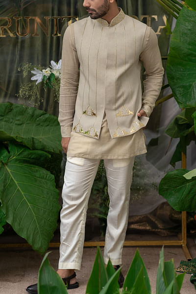 Warm grey short kurta set