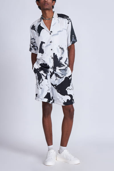 White abstract printed shirt