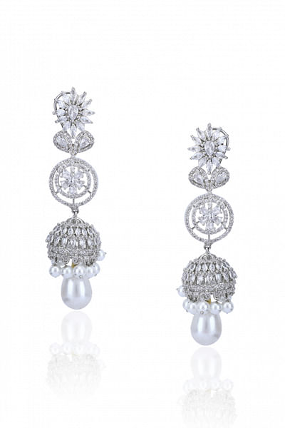 White American diamond dangler earrings