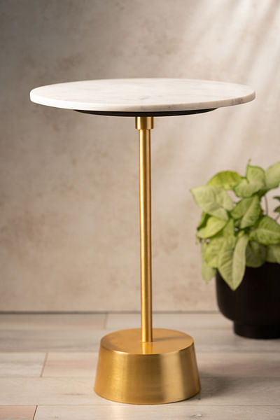 White and gold marble table