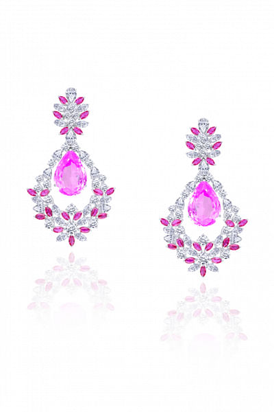 White and pink Swarovski zirconia earrings